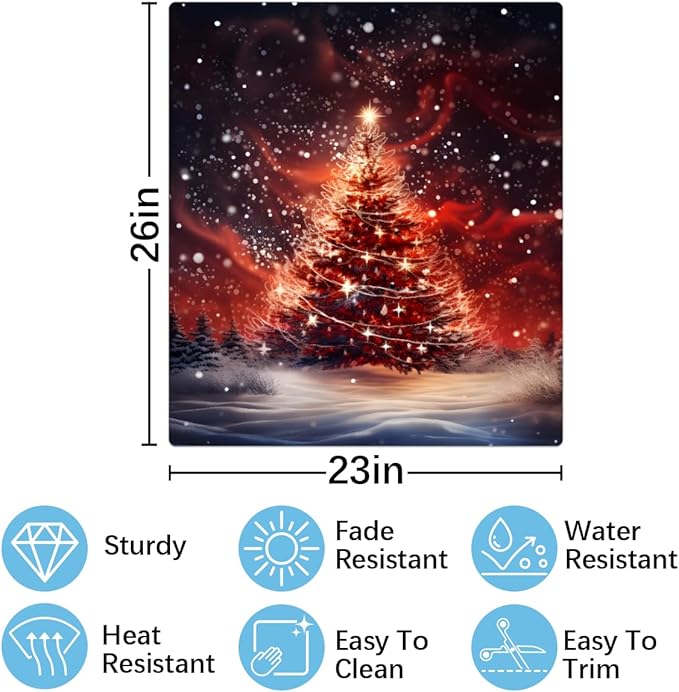 Glitter Christmas Tree Dishwasher Magnet Cover, 23" W x 26" H Fridge Magnetic Stickers Reuseable Magnet Panel Decal Cover for Washing Machine Fridge Microwave Cabinet Kitchen Christmas Decoration
