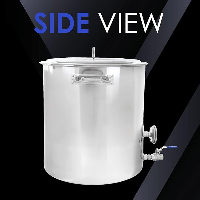 CONCORD Stainless Steel Home Brew Kettle Stock Pot (Weldless Fittings) (100 QT/ 25 Gal)