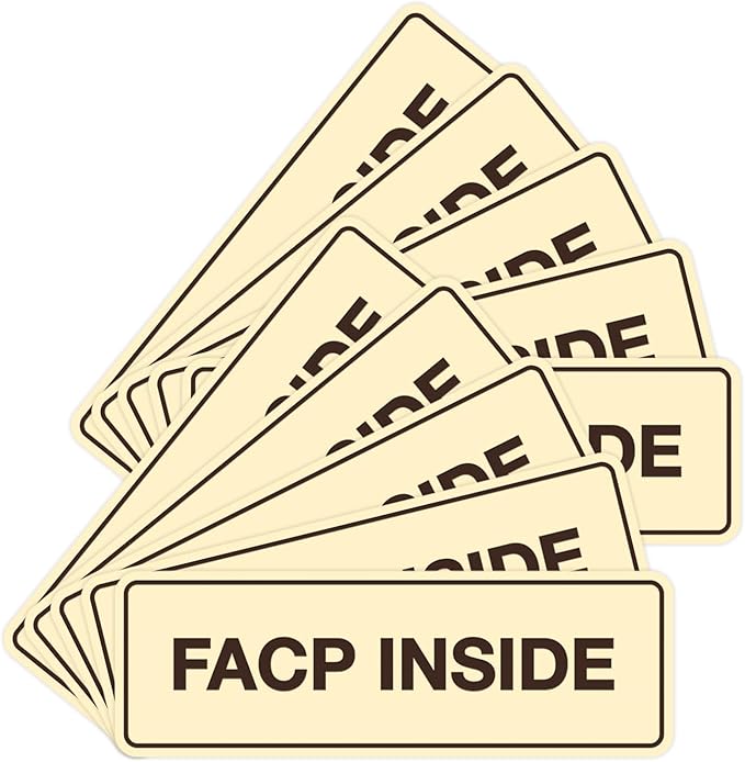 Signs ByLITA Standard FACP Inside Sign | Fire Safety Signage (Ivory/Dark Brown) - Large 10 Pack