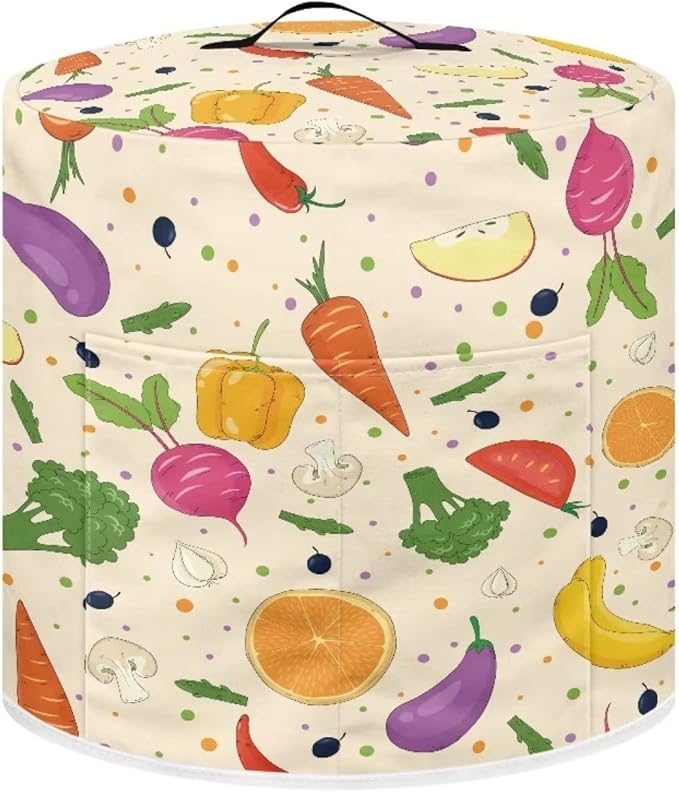 Fruits and Vegetables Print Kitchen Appliance Cover Pressure Cooker Cover 8 qt,Dust Cover with Pockets for Electric Pressure Cooker Air Fryer Rice Cooker Steamer Toaster Oven