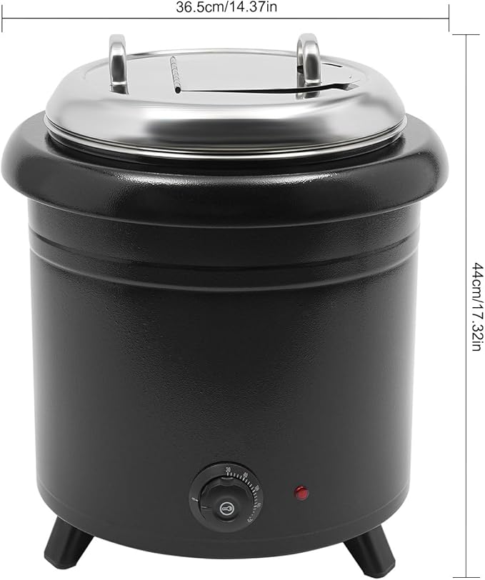 13QT Electric Soup Warmer, 400W Commercial Food/Soup Kettle Warmer for Restaurants and Party, Home, Catering (Black)