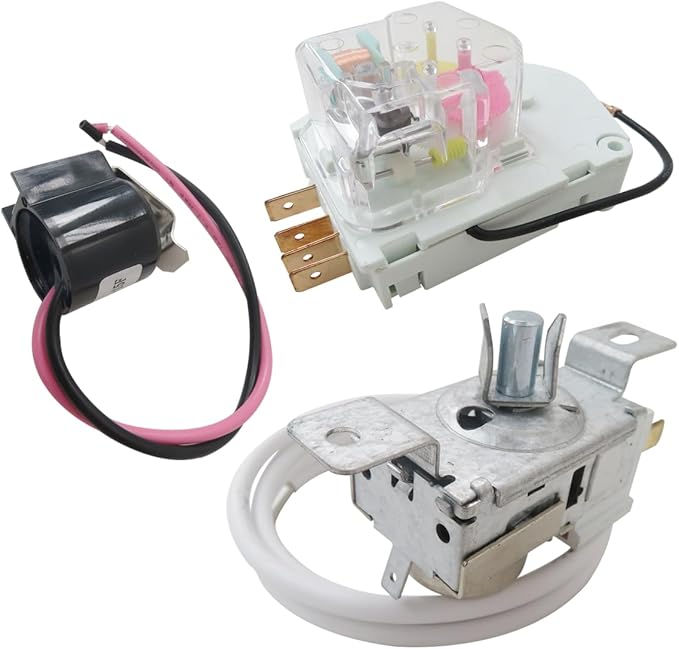 Professional 2198202 Cold Control Thermostat W10822278 Defrost Timer W10225581 Bimetal Thermostat Refrigerator Defrost Repair Kit for Whirlpool for Kenmore for KitchenAid Fridges