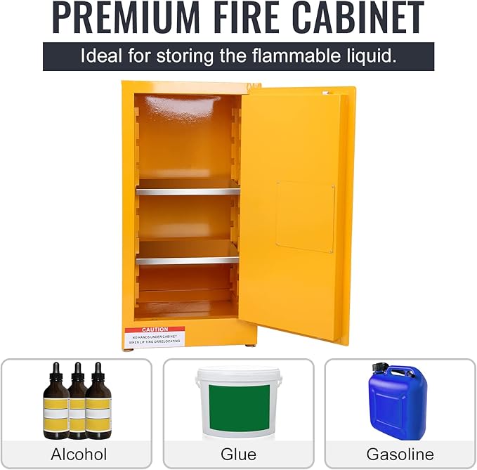 Flammable Cabinet, Galvanized Steel Safety Cabinet, Adjustable Shelf Flammable Storage Cabinet, for Commercial Industrial and Home Use,18x18x35In