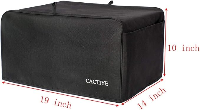 Toaster Oven Dust Cover with Accessory Pockets Compatible with Hamilton Beach 6 Slice of Toaster Oven (BLACK，19 x 14 x 10 inches)