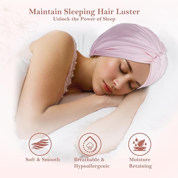 Adjustable Silk Satin Hair Bonnet for Sleeping Women, Double Layer, Hair Wrap Straight Curly Natural Hair Bonus a Scrunchie