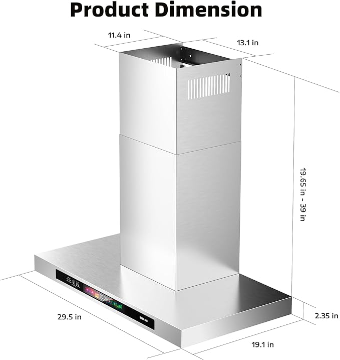 BRANO 30 Inch Wall Mount Range Hood 900 CFM with Voice/Gesture/Touch Control, Stainless Steel Ducted Kitchen Hood Vent with 4 Speed Exhaust Fan, Memory Mode, Adjustable Lights