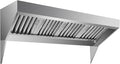 9FT Commercial Kitchen Exhaust Hood, Wall Mount Stainless Steel Vent Hood with 2 Detachable u-Shaped Filters, Rust-Resistant Food Truck & Restaurant Range Hood for Concession Trailer Cooking Station