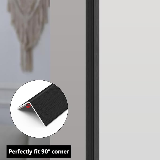 2pcs 57"L*1.42"W Aluminum Self-Adhesive Wall Corner Protectors, Wall Furniture Bumper, Safety Baby Proofing Corner Cushion Table Edge, Wide Coverage and Easy to Install - Black