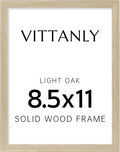 Vittanly 8.5x11 Picture Frame, Solid Wood Frame with Plexiglass, Includes 6x8 Mat, Wall Hanging or Tabletop for Photos, Home Decor, Light OAK, 1 Pack