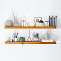 Homeforia Oak Floating Shelves 42 inch Long, High End Solid Real Wood 42inch Floating Shelf for Wall Mounted, Honey Oak Wooden 42in Floating Shelves, Heavy Duty Bracket, 42 X 6.5 X 1.75 in, Set of 2