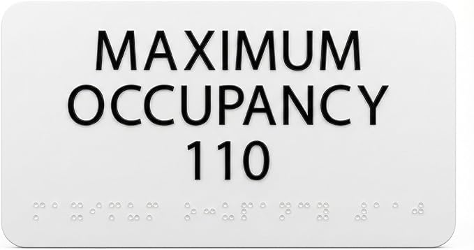 ALPHA DOG ADA SIGNS Custom Maximum Occupancy Sign 4x8 Inch - Personalized Room Capacity Limit Sign with Grade 2 Braille - ADA Compliant Business Signage - Made in USA - White