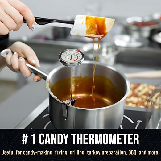 Candy Thermometer with Pot Clip - Deep Fry Oil Thermometer for Frying and Candle Making - Green