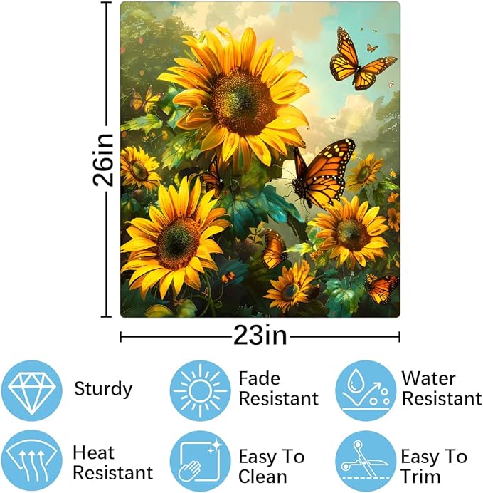 Sunflower Butterfly Dishwasher Magnet Cover Flower Animal Sunflower Dishwasher Decorative Cover Front Dishwasher Door Cover Reuseable Dishwasher Cover Panel Decal for Kitchen Home Appliances 23" X 26"