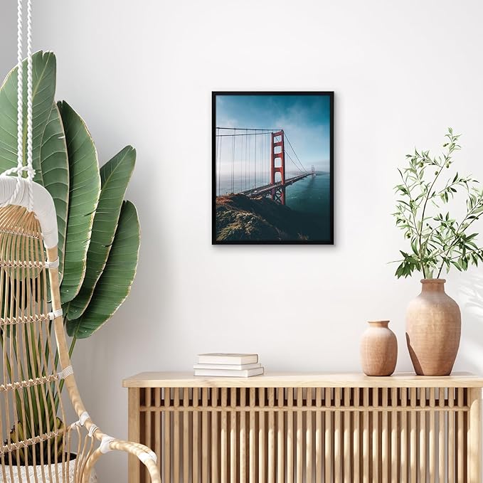 Americanflat 11x14 Picture Frame with Shatter-Resistant Glass - Streamline Collection - Thin Border Picture Frame for Wall Display - Hanging Hardware Included - Black