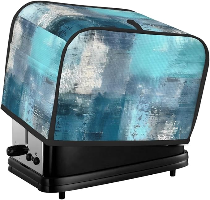 Toaster Cover 2 Slice Teal Turquoise Art Texture Waterproof Appliance Cover with Hang Loop Bread Baker Toaster Cover for Kitchen