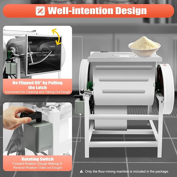 Stand Mixer, 30QT Large Capacity Commercial Dough Mixer, 1500W Electric Dough Mixing Machine with 1400RPM High Speed Motor, Heavy Duty Stainless Steel Flour Mixing Machine for Bakery Restaurant