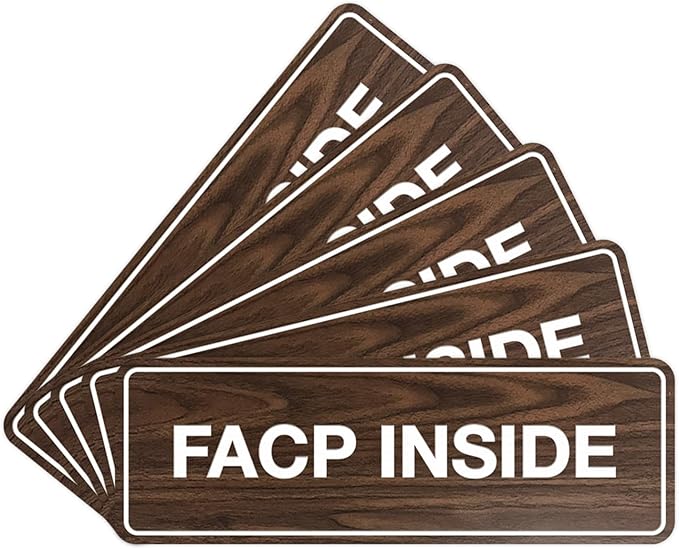 Signs ByLITA Standard FACP Inside Sign | Fire Safety Signage (Walnut) - Small 5 Pack