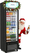 BODEGACOOLER Beverage Refrigerator and Cooler, 10.0 Cu. Ft Commercial Refrigerators For Man Cave, Display Refrigerator with Soft LED Light. 4 Shelves Merchandiser Refrigerators as Black Bar Cooler.