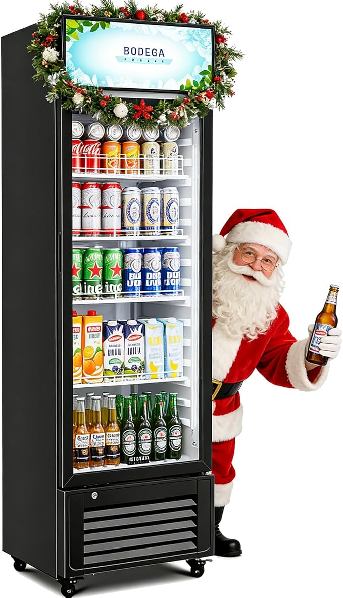 BODEGACOOLER Commercial Beverage Refrigerator and Cooler, 10.0 Cu.Ft Commercial Merchandiser Refrigerator with Soft LED Light, Commercial Fridge, Display Refrigerator with 240 cans & 120 bottles.