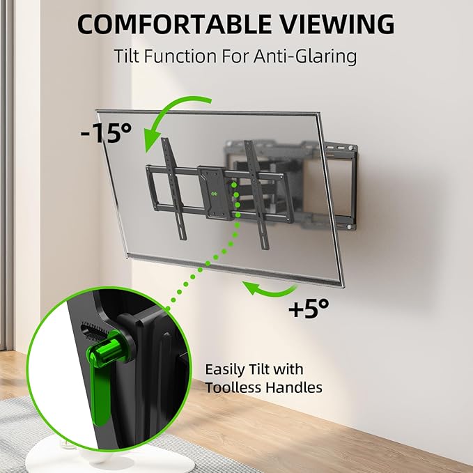 USX MOUNT UL Listed Heavy Duty TV Wall Mount for 42-97" TVs up to 150lbs with 8" Sliding Design, Ultra-Large TV Mount Bracket for up to 24" Studs with Swivel, Tilt & Leveling, Max VESA 600x400mm