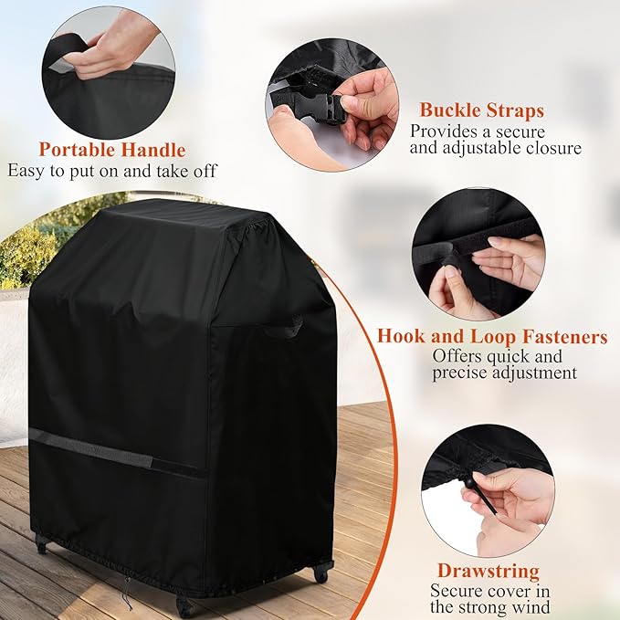 Outdoor Pizza Oven Table Cover for Ooni Oven and Medium Table, Outdoor Bar Table Cover Waterproof Heavy Duty for Patio Grill Table - 32''L x 24''W x 50''H
