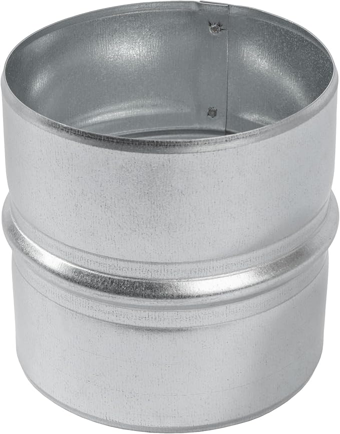 Vent Systems 4'' Inch - Pack of 2 - Galvanized Steel Duct Connector - Round Ventilation Duct Extension - Metal Vent Coupler - Metal Hose Coupling - Galvanized Pipe Connector