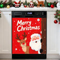 Christmas Santa Elk Dishwasher Magnet Cover, 23" W x 26" H Fridge Magnetic Stickers Reuseable Magnet Panel Decal Cover for Washing Machine Fridge Microwave Cabinet Kitchen Christmas Decoration