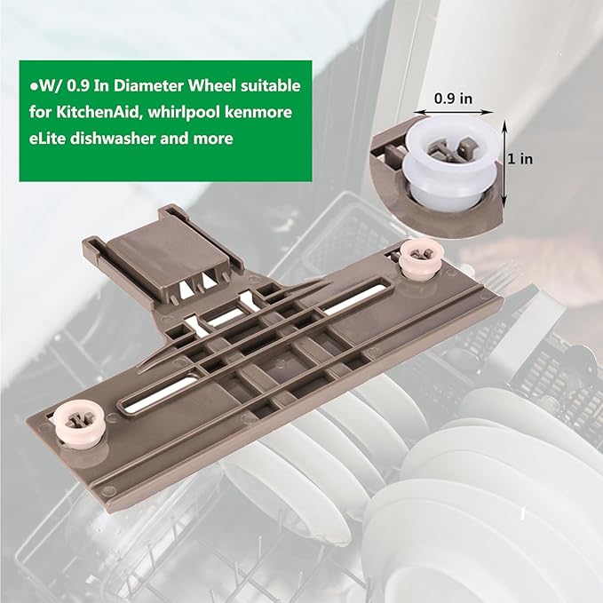 Upgraded W10350376 Dishwasher Top Rack Adjuster Part Kit (10 PCS) - Compatible with Whirlpool Kenmore Dishwasher Parts Upper Rack Replaces Parts KUDE40FXWH3 W10712394 W10350374