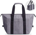 Reusable Insulated Shopping Cooler Bag with Zipper Top for Grocery, Thick Alumimum Foam Tote Thermal Bag for Frozen Cold Hot Foods Transport, Grey