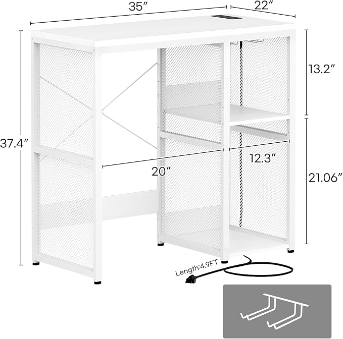 Homieasy Mini Fridge Cabinet Stand with Power Outlet, Coffee Bar Cabinet with Mini Fridge Space, Bar Stand with Microwave Shelf with Wine Rack for Kitchen, Dorm, White