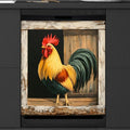 Animal Rooster Wooden Dishwasher Magnet Cover Front Dishwasher Cover Decor Reusable Magnetic Door Cover Panel Decal Home Appliances Stickers Kitchen Refrigerator Fridge 23"x26"