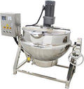 52Gal Commercial Jacketed Kettle with Stirrer Stainless Steel Tilting Stirring Jacketed Kettle for Food Processing Electric Heating 220V 60HZ 3-Phase 1.5KW