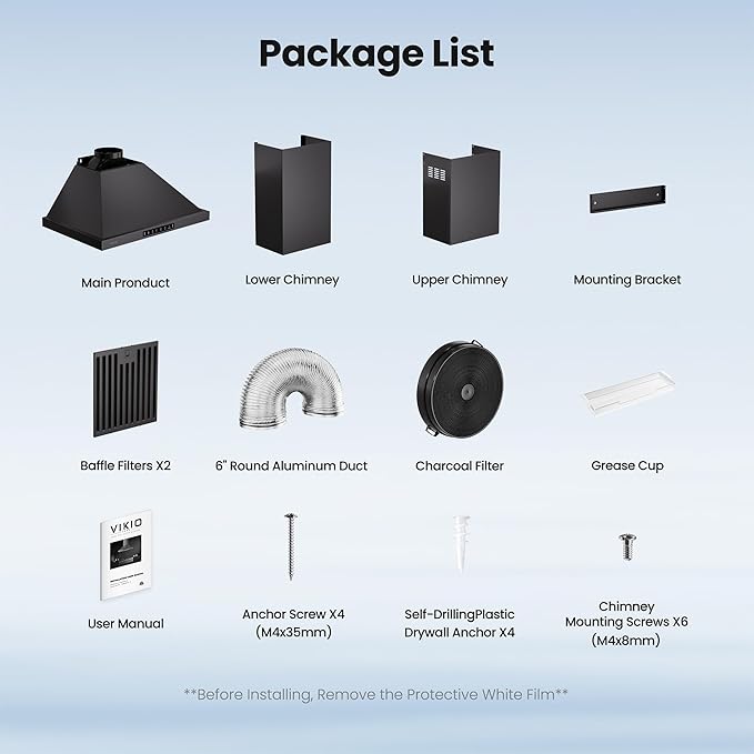 Black 30 Inch Pro Wall Mount Range Hood 980CFM, Direct 3 Speed Panel with Gesture & Touch Control, Ducted/Ductless Stainless Steel Kitchen Vent Hood, Delay Shut-Off, Includes Duct & Filter