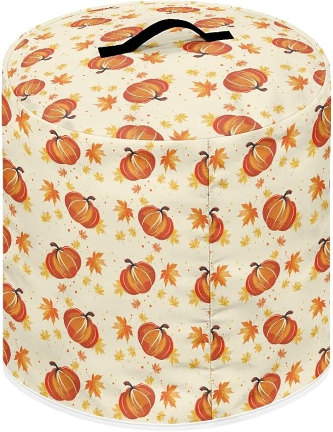 Pumpkins Maple Leaf Print 8 Quart Pressure Cooker Dust Cover with Storage Pocket and Top Handle Kitchen Appliance Air Fryer Rice Cooker Dust Cover Thanksgiving Day Decor