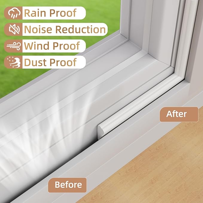 3Pcs×196" Wedge-Shape Foam Window Weather Stripping Door Seal Strip,Soundproofing Frame Insulation Tape for Exterior Front Door,Noise Cancelling Window Inserts,Door Gap Filler Light Blocker,White