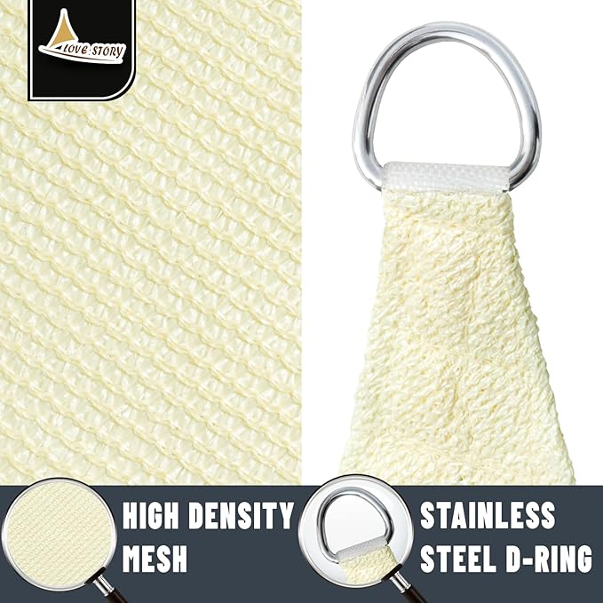 LOVE STORY Custom Size 9' x 18' Butter Cream Sun Shade Sail Canopy Commercial Rectangle Sail Shade Fabric for Patio Garden Backyard Pool (Customized)