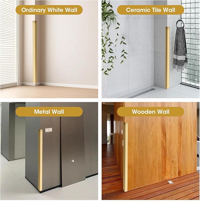 Stainless Steel Wall Corner Guards, 2 x 2 x 48 inches (Golden 10 Pcs Pack). Made of 304 Steel, These 90-Degree Angle Metal Corner Protectors are Designed for Wall Protection and Decoration