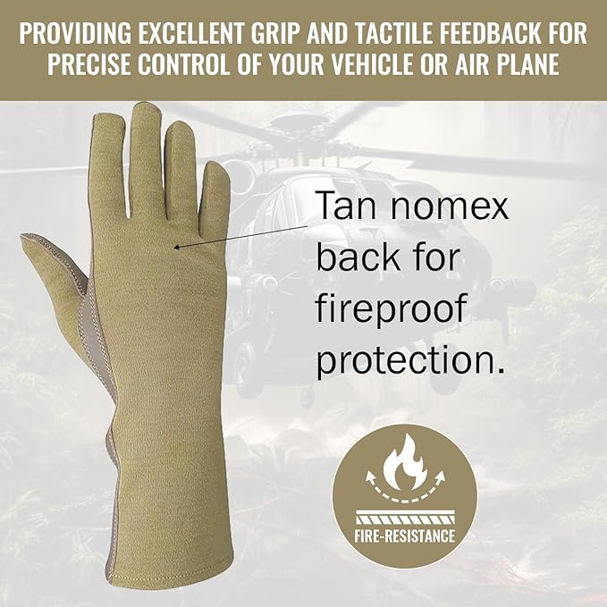 Nomex Flight Gloves, Leather Work Gloves for Men, Soft Durable Sheep Skin Leather Driving, Flying, Gardening Hunting Gloves