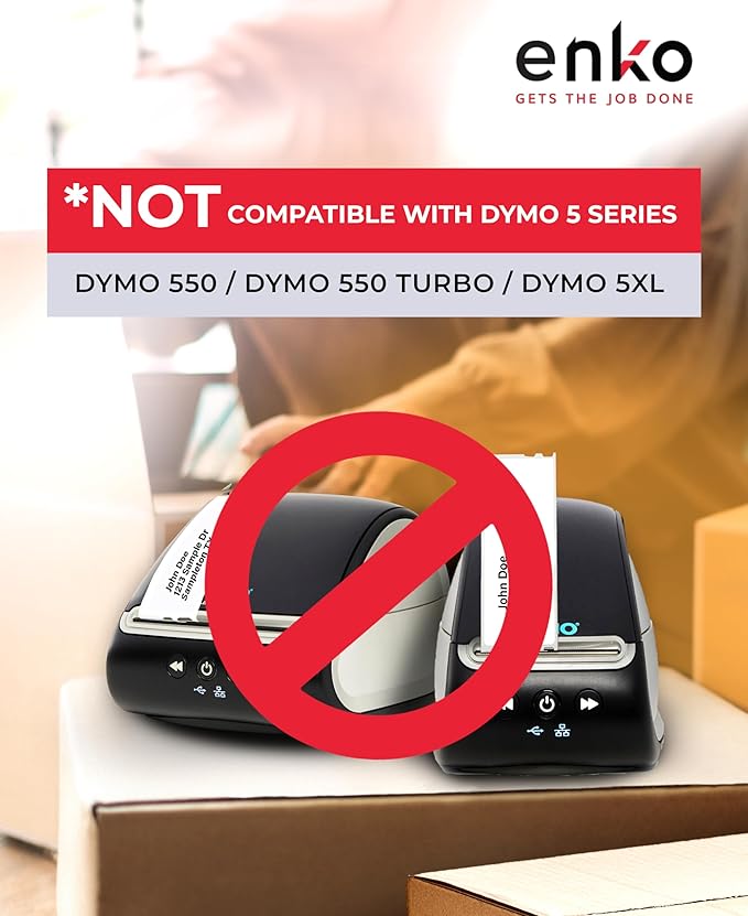 enKo Compatible for Dymo 30336 Labels (1 x 2-1/8 inches) - 12 Rolls, 6000 Labels for Dymo LabelWriter 450 Turbo Printer and 4XL - Direct Thermal Address, Shipping and Barcode Label