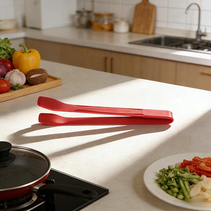 Silicone Tongs for Cooking, Red Heat Resistant Kitchen Tongs with Silicone Tips (11inch), Non-Scratch Food Tongs for Flipping, Serving, Salad, BBQ Serving Toast, Dishwasher Safe (Dark Red)