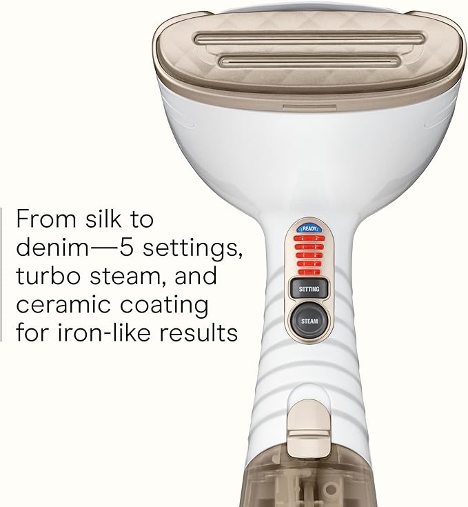 Conair Turbo Extreme Steam Hand Held Fabric Steamer, GS59X, 1875W, 15 min, 7.3 oz, White/Champagne