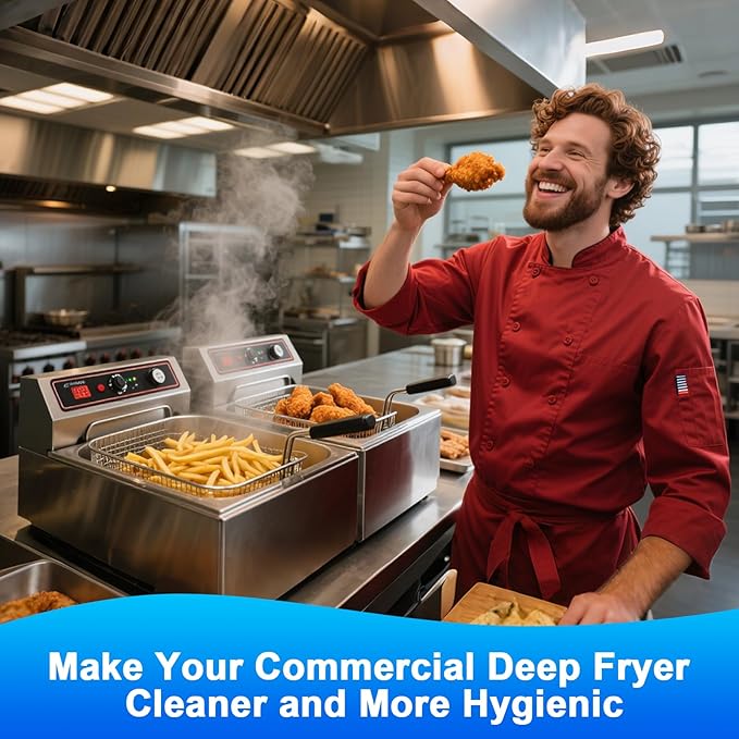 XANGNIER Large Commercial Fryer Cleaning Tools,6 Pcs Stainless Steel Electric Deep Fryer Cleaner Brush for Restaurants,Hotel Kitchen Fryers Deep Cleaning Accessories
