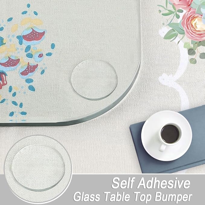 Extremely Large Size Soft Self Adhesive Glass Table Top Bumper, Transparent Anti Slide and Scratch for Heavy Glass Table, Rubber Pad to Avoid The Movement of Glass (Round, 20 PCS)