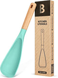 Cooking Spoon for Nonstick Cookwares, Great for Cooking and Serving Sturdy BPA-Free Matte Silicone, Wood Handle Spoon for Mixing, Scoop, and Scrape (GREEN, 11.4 inch)