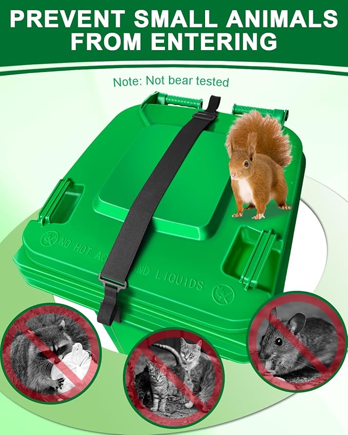 Adjustable Double Claw Trash Can Lock Strap to Prevent Raccoons, Mice, Dogs and Other Small Animals From Rummaging, Garbage Can Lid Lock Keeps Lid Securely in Place in Strong Winds (1 PC) | COMBATCH