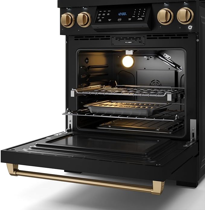 Gordon Ramsay by THOR Kitchen 30 Inch Professional Liquid Propane Range with Tilt Panel Touch Control in Black/Bronze