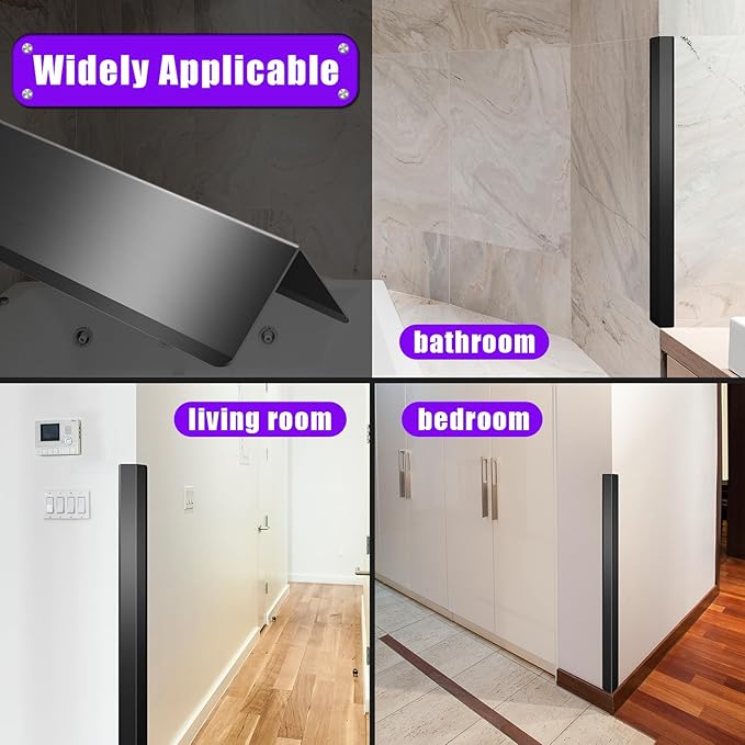 Black Stainless Steel Wall Corner Guard 2 x 2 x 48 inch 6 Pcs,304 Steel Corner Trim,Metal Wall Corner Protection Guards with 90-Degree Angle for Wall Protection and Decoration.
