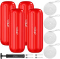 Boat Fenders 4 Pack 10 x 28 Inches Ribbed Center Hole Boat Fenders Bumpers for Docking, Comes with Ropes and Pump to Inflate