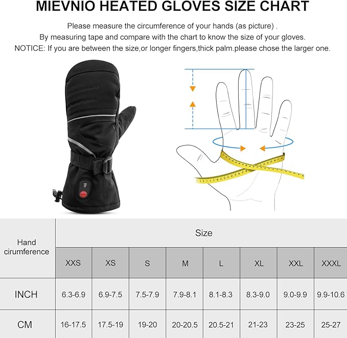 SNOW DEER Heated Mittens Gloves for Men and Women, 7.4V 2200MAH Electric Rechargeable Battery Ski for Winter Skiing Skating Snow Camping Hiking Heated Arthritis Hand Warmer Gloves