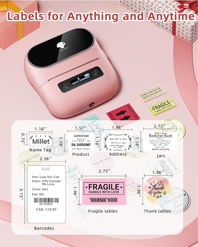 Phomemo M220 Bluetooth Label Maker - Portable Thermal Printer for Small Business Office Home - 700+ Templates 6000+ Icons - Compatible Phone, PC
